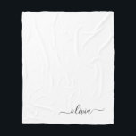 Cobertor De Velo Nome Moderno do Monograma de Script Negra Branca<br><div class="desc">Monograma de Script Faux Branco e Preto Adicionar Seu Próprio Nome Folheto. Isto faz o doce e perfeito aniversário de 16 anos,  casamento,  chá de panela,  aniversário,  chá de fraldas ou festa de solteira presente para alguém que ama luxo de luxo e estilos quíticos.</div>