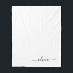 Cobertor De Velo Nome Moderno do Monograma de Script Negra Branca<br><div class="desc">Monograma de Script Faux Branco e Preto Adicionar Seu Próprio Nome Folheto. Isto faz o doce e perfeito aniversário de 16 anos,  casamento,  chá de panela,  aniversário,  chá de fraldas ou festa de solteira presente para alguém que ama luxo de luxo e estilos quíticos.</div>