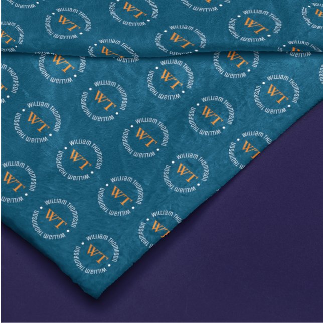 Cobertor De Velo Nome (monograma circundante) padrão para o azul (Criador carregado)