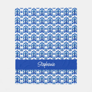 Cobertor De Velo Nome Monograma com Padrão Toile Francês Azul