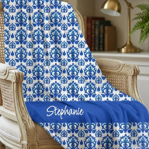 Cobertor De Velo Nome Monograma com Padrão Toile Francês Azul