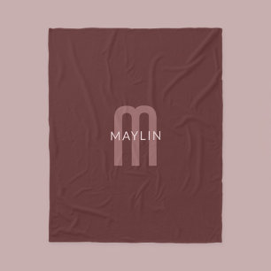 Cobertor De Velo Nome Monograma de aparência Moderna   Maroon Red