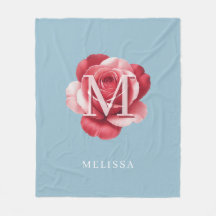 Nome Monograma de Rosa Rosa Personalizado Azul Sua