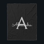 Cobertor De Velo Nome Monograma Jovem com Letra Moderna Prata Preta<br><div class="desc">Cobertor de Fraldas com Monograma de Letra Falsa Prata e Preto. Adicione o Seu Próprio Nome. Isso torna o presente perfeito para o aniversário de 16 anos, casamento, chá de noiva, aniversário de casamento, chá de bebê ou festa de despedida de solteira para alguém que ama glamour, luxo e estilos...</div>