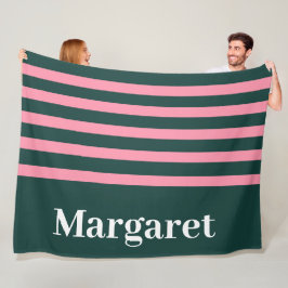Cobertor De Velo Nome monograma moderno verde e rosa branco
