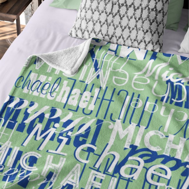 Cobertor De Velo Nome Patterno Typografia Sage com Carimbo Allover (Criador carregado)