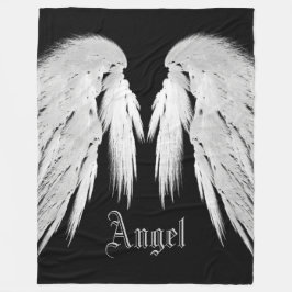 Cobertor De Velo Nome Personalizado ANGEL WINGS Preto