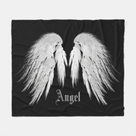 Cobertor De Velo Nome Personalizado ANGEL WINGS Preto