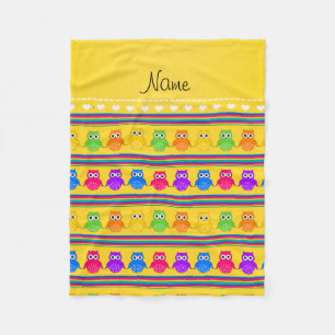 Cobertor De Velo Nome personalizado arco-íris amarelo stripes