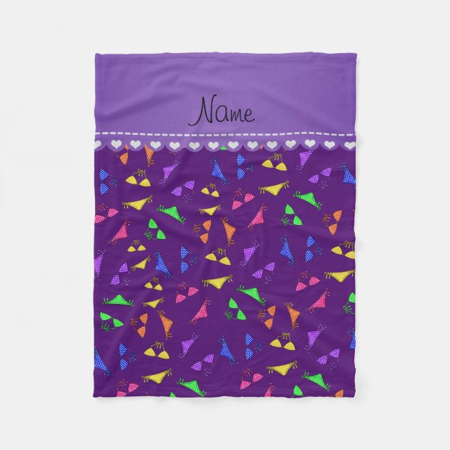 Cobertor De Velo Nome personalizado arco-íris roxo biquinis (Frente)