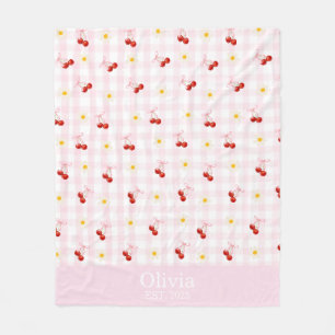 Cobertor De Velo Nome personalizado Arcos cor-de-rosa e Cherries Gi