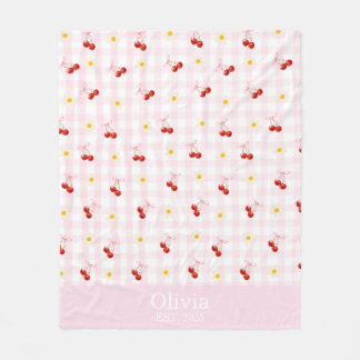 Cobertor De Velo Nome personalizado Arcos cor-de-rosa e Cherries Gi