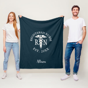 Cobertor De Velo Nome Personalizado Azul de Graduação de Enfermei