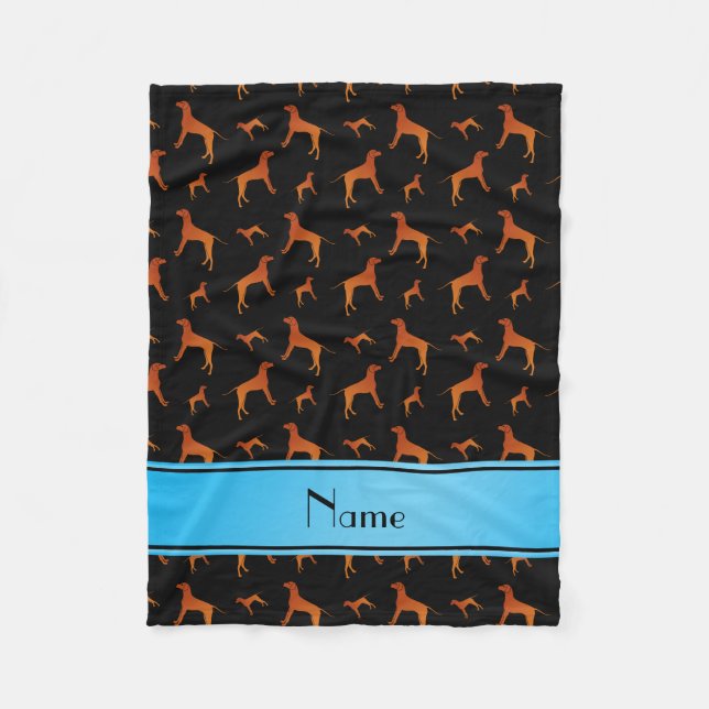 Cobertor De Velo Nome personalizado Black Rhodesian ridgeback dog (Frente)