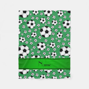 Cobertor De Velo Nome personalizado bola verde de futebol divertida