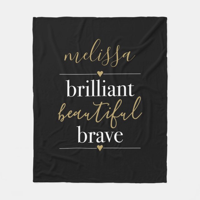 Cobertor De Velo Nome Personalizado Brilhante Bonita Corajosa (Frente)