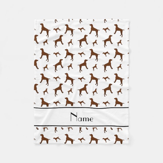 Cobertor De Velo Nome personalizado Cães Vizsla brancos (Frente)