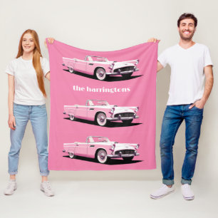 Cobertor De Velo Nome Personalizado Carro Clássico Rosa