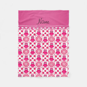 Cobertor De Velo Nome personalizado círculo branco cor-de-rosa ret