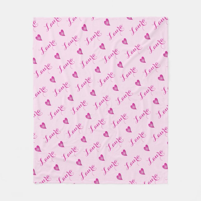 Cobertor De Velo Nome Personalizado Cor-de-Rosa (Frente)