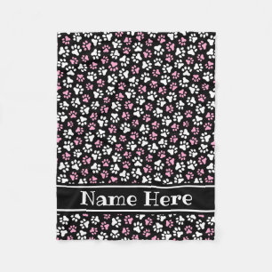 Cobertor De Velo Nome personalizado cor-de-rosa branco no padrão de