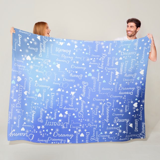 Cobertor De Velo Nome personalizado, corações e estrelas azul-gradi (In Situ)