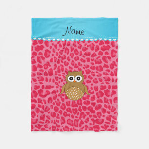 Cobertor De Velo Nome personalizado coruja rosa-rosa-leopardo-rosa