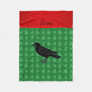 Cobertor De Velo Nome personalizado corvo árvores de natal verde
