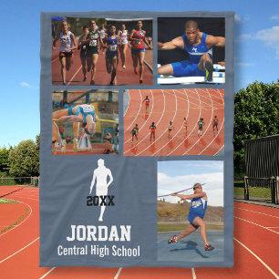 Cobertor De Velo Nome personalizado da colagem da foto do atletismo