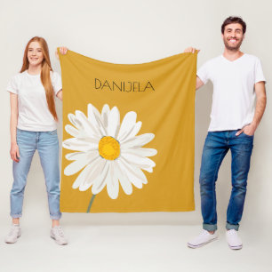 Cobertor De Velo Nome Personalizado da Daisy Flower Branca