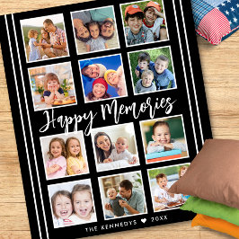 Cobertor De Velo Nome Personalizado da Família 12 Colagem de Fotos 