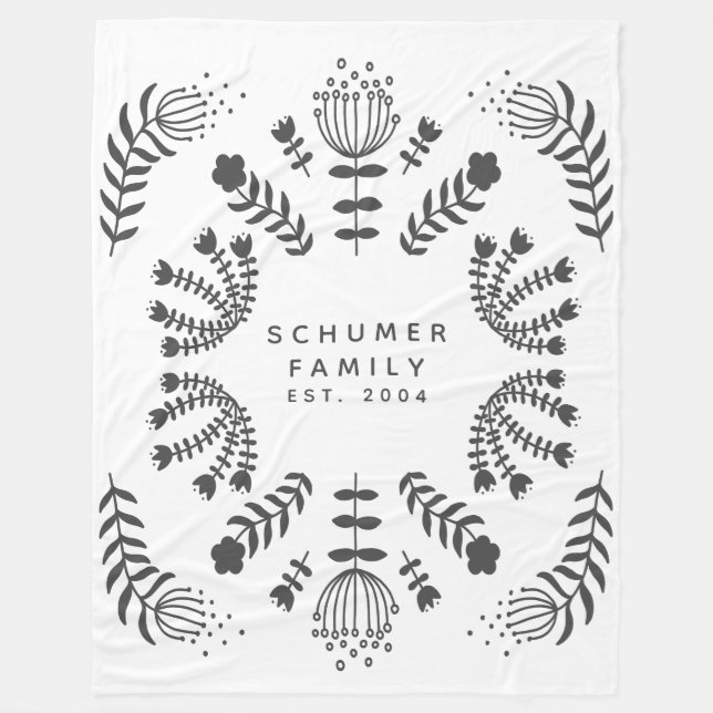 Cobertor De Velo Nome Personalizado da Família Black White Scandi F (Frente)