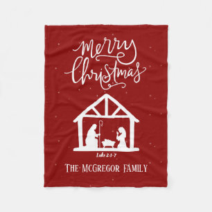 Cobertor De Velo Nome Personalizado da Família Natal Vermelho