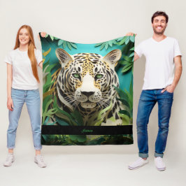 Cobertor De Velo Nome Personalizado da Selva Leopardo