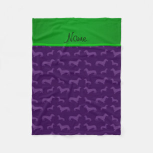 Cobertor De Velo Nome personalizado dachshund verde roxo