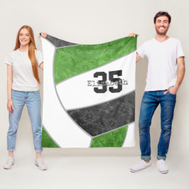 Cobertor De Velo nome personalizado das garotas de vôlei preto verd