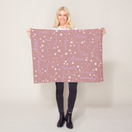 Cobertor De Velo Nome personalizado de Anne boho rosa stars