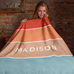 Cobertor De Velo Nome Personalizado de Colorção de Terra Colorida M<br><div class="desc">Este design colorido e moderno apresenta um padrão de blocos coloridos em azul,  marrom e laranja com seu nome personalizado #cobertores #quarto #bedroomdecor #gifts</div>