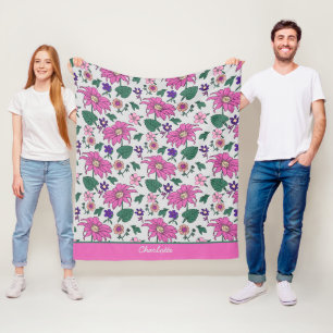 Cobertor De Velo Nome personalizado de padrão uniforme floral rosa