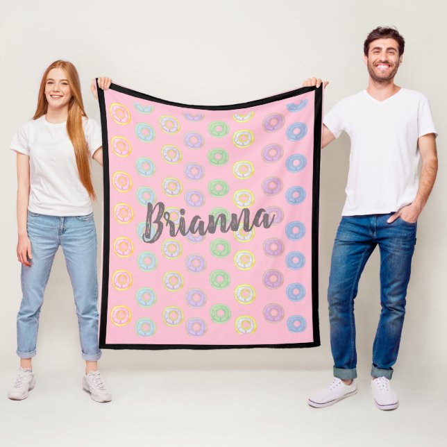 Cobertor De Velo Nome personalizado de Rosquinha rosa Folheto médio (In Situ)