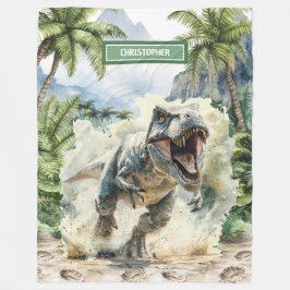 Cobertor De Velo Nome Personalizado do Aberto do Dinossauro Irritad