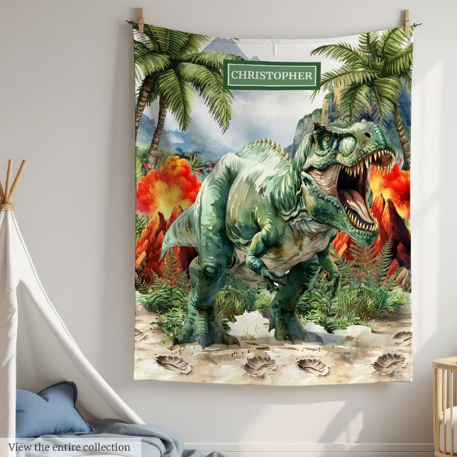 Cobertor De Velo Nome Personalizado do Blanket do Dinossauro Fiergo (Fierce Dinosaur Blanket Custom Name Personalized)