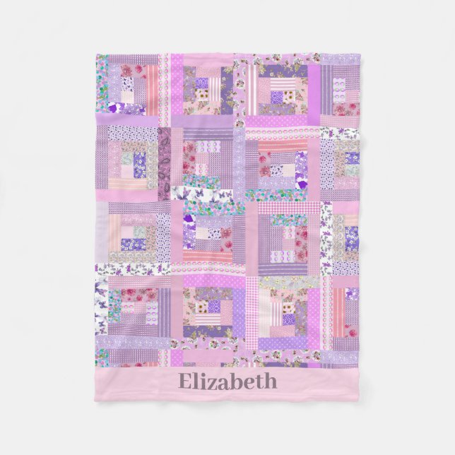 Cobertor De Velo Nome personalizado do Design de Quiltro de Criança (Frente)