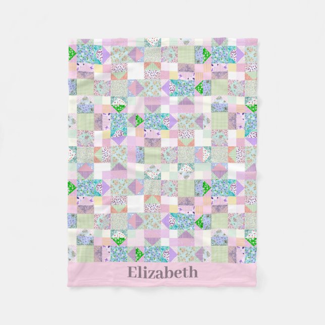 Cobertor De Velo Nome Personalizado do Design do Quilete da Garota- (Frente)