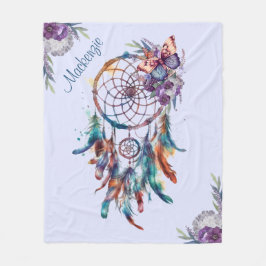 Cobertor De Velo Nome Personalizado do Dreamcatcher Boho Watercolor