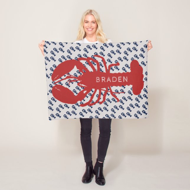 Cobertor De Velo Nome Personalizado do Garoto de Lagosta Vermelha (In Situ)