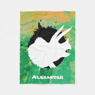 Cobertor De Velo Nome Personalizado do Giro Verde do Dinosaur Trice