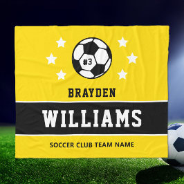 Cobertor De Velo Nome personalizado do jogador de futebol amarelo e