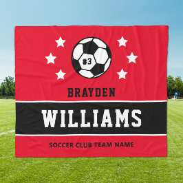 Cobertor De Velo Nome personalizado do jogador de futebol vermelho 