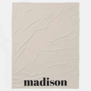 Cobertor De Velo Nome Personalizado do Monograma Moderno preto bege